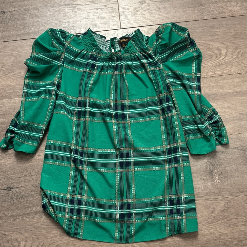 Sugarlips Green Plaid Blouse